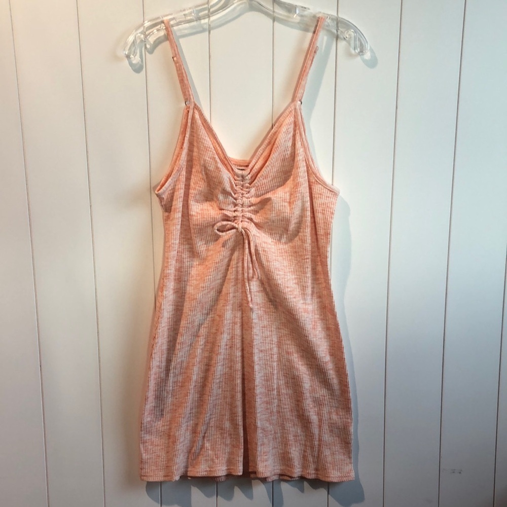 O’Neill summer Peach Ruched Mini Dress cotton stretch heathered fabric S